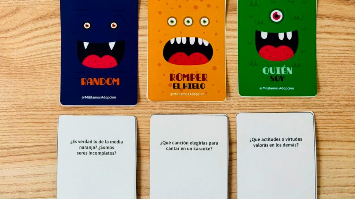 El juego Vinculando tiene tres categoras que incluyen diferentes preguntas que permiten que los integrantes de la nueva familia se vayan conociendo Foto Gentileza Militamos Adopcin