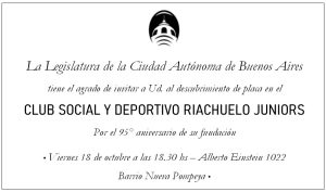 Homenaje por los 95 años del Club Social y Deportivo Riachuelo Juniors