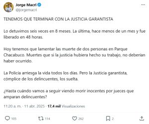 Jorge Macri: “Tenemos que terminar con la Justicia garantista”